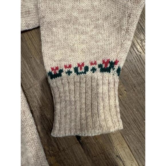 VINTAGE Orvis Fair Isle Cow Sweater Adult Sz Sm/M Tan Shetland Wool Farm Clouds - Picture 3 of 9